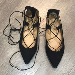 Real suede lace up flats